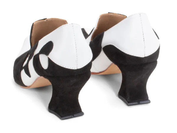Women's^Fluevog Shoes Kaija | Loafer Heel With Hearts Black/Bone