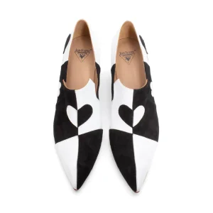Women's^Fluevog Shoes Kaija | Loafer Heel With Hearts Black/Bone