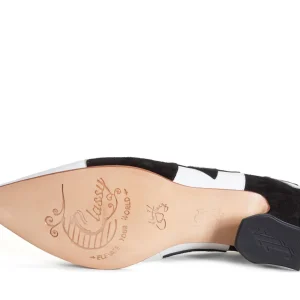 Women's^Fluevog Shoes Kaija | Loafer Heel With Hearts Black/Bone