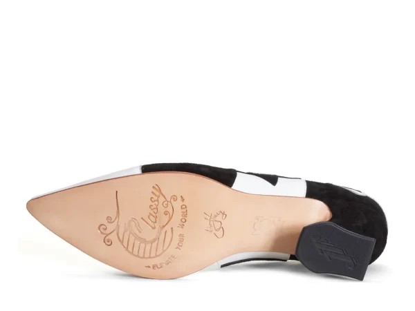 Women's^Fluevog Shoes Kaija | Loafer Heel With Hearts Black/Bone