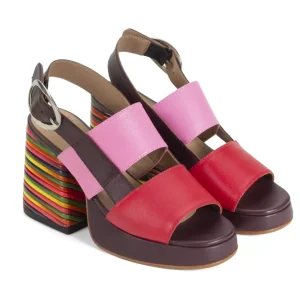 Women's^Fluevog Shoes Kerry | Slingback Platform Sandal Burgundy/Pink