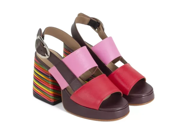Women's^Fluevog Shoes Kerry | Slingback Platform Sandal Burgundy/Pink
