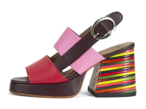 Women's^Fluevog Shoes Kerry | Slingback Platform Sandal Burgundy/Pink