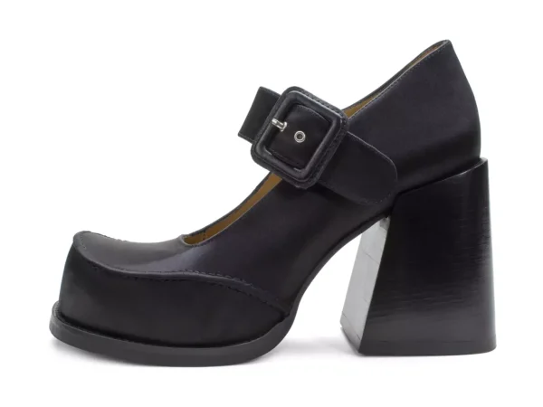 Women's^Fluevog Shoes Laurie | Platform Mary Jane Black Satin