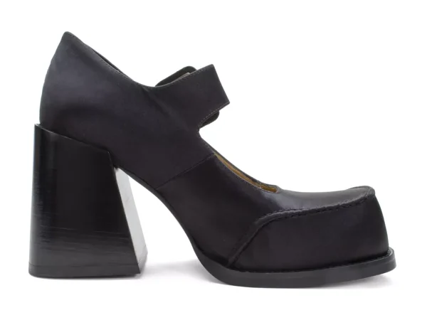Women's^Fluevog Shoes Laurie | Platform Mary Jane Black Satin