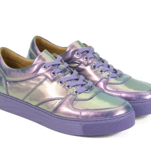 Women's^Fluevog Shoes Leeside | Lace-Up Sneaker Blue Metallic