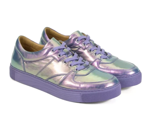 Women's^Fluevog Shoes Leeside | Lace-Up Sneaker Blue Metallic