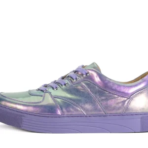 Women's^Fluevog Shoes Leeside | Lace-Up Sneaker Blue Metallic