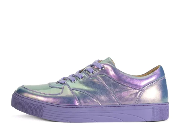 Men's^Fluevog Shoes Leeside | Lace-Up Sneaker Blue Metallic