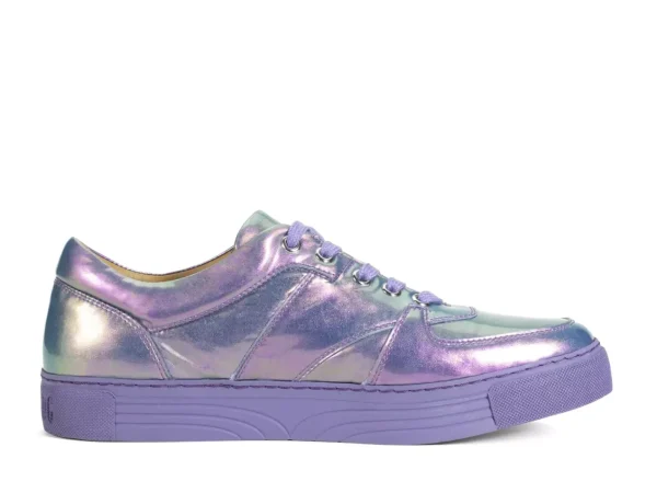 Women's^Fluevog Shoes Leeside | Lace-Up Sneaker Blue Metallic