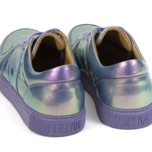 Women's^Fluevog Shoes Leeside | Lace-Up Sneaker Blue Metallic