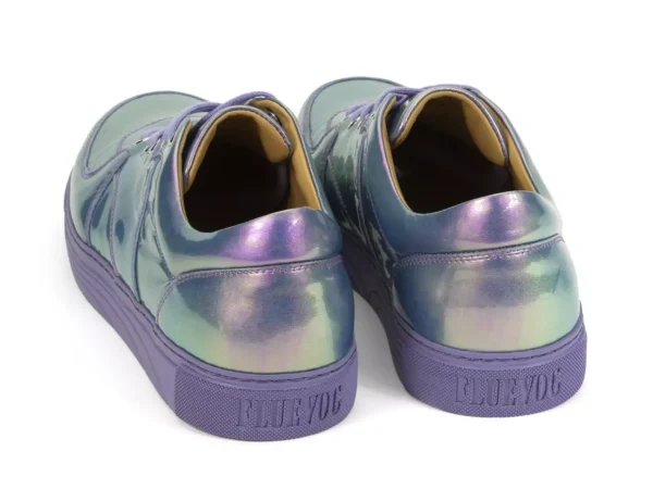 Women's^Fluevog Shoes Leeside | Lace-Up Sneaker Blue Metallic