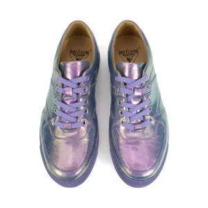Women's^Fluevog Shoes Leeside | Lace-Up Sneaker Blue Metallic