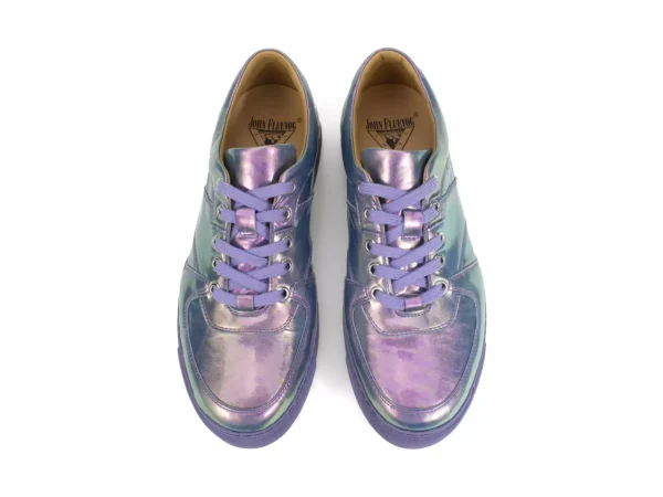 Women's^Fluevog Shoes Leeside | Lace-Up Sneaker Blue Metallic