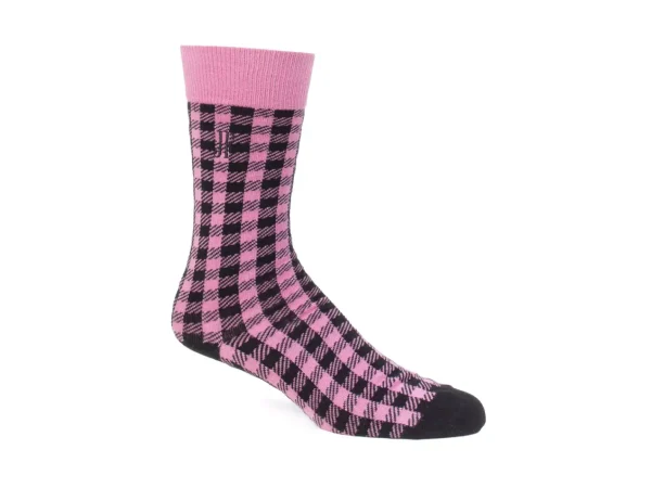 Women's^Fluevog Shoes Leroy Vog Socks | Gingham Sock Pink/Black