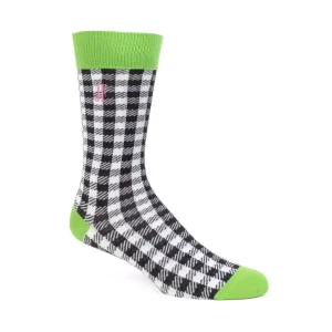 Women's^Fluevog Shoes Leroy Vog Socks | Gingham Sock Off White/Green/Black