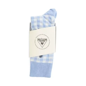 Women's^Fluevog Shoes Leroy Vog Socks | Gingham Sock Off White/Light Blue