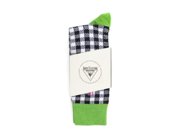 Accessories^Fluevog Shoes Leroy Vog Socks | Gingham Sock Off White/Green/Black