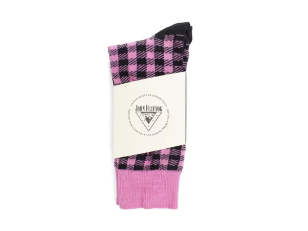 Women's^Fluevog Shoes Leroy Vog Socks | Gingham Sock Pink/Black