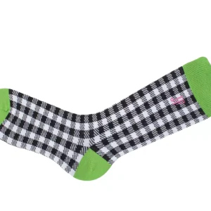 Accessories^Fluevog Shoes Leroy Vog Socks | Gingham Sock Off White/Green/Black