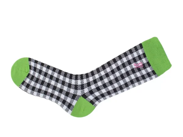 Accessories^Fluevog Shoes Leroy Vog Socks | Gingham Sock Off White/Green/Black
