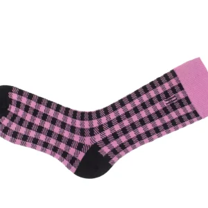 Women's^Fluevog Shoes Leroy Vog Socks | Gingham Sock Pink/Black