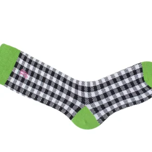 Accessories^Fluevog Shoes Leroy Vog Socks | Gingham Sock Off White/Green/Black