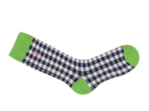 Accessories^Fluevog Shoes Leroy Vog Socks | Gingham Sock Off White/Green/Black