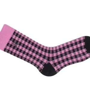 Women's^Fluevog Shoes Leroy Vog Socks | Gingham Sock Pink/Black