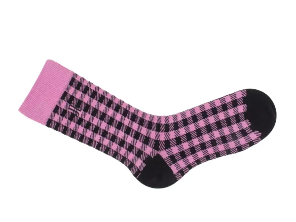 Women's^Fluevog Shoes Leroy Vog Socks | Gingham Sock Pink/Black