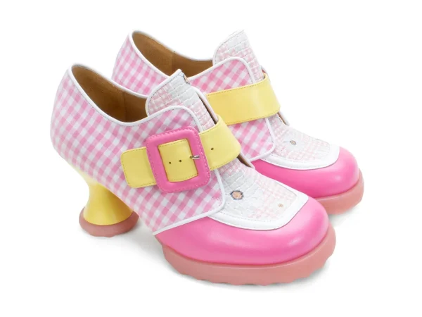 Women's^Fluevog Shoes Lolly | Contrast Buckle Shoe Pink/Yellow