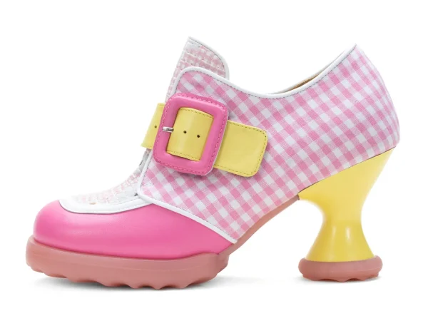 Women's^Fluevog Shoes Lolly | Contrast Buckle Shoe Pink/Yellow