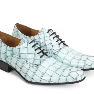 Men's^Fluevog Shoes Luciano | Sleek Derby Shoe Blue Croc