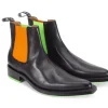 Men's^Fluevog Shoes Lyngenfjord | Pointed Toe Chelsea Boot Black/Neon