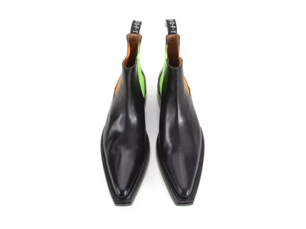 Men's^Fluevog Shoes Lyngenfjord | Pointed Toe Chelsea Boot Black/Neon