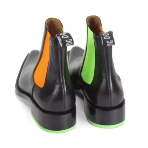 Men's^Fluevog Shoes Lyngenfjord | Pointed Toe Chelsea Boot Black/Neon