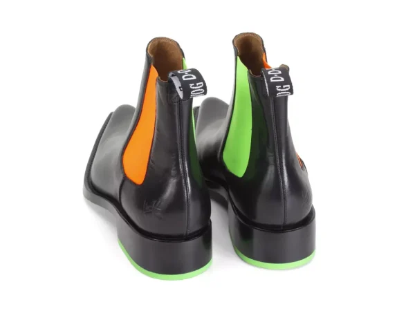 Men's^Fluevog Shoes Lyngenfjord | Pointed Toe Chelsea Boot Black/Neon
