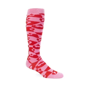 Women's^Fluevog Shoes Mabel Vog Socks | Warped Hearts Sock Pink/Red