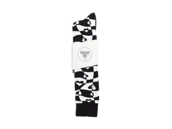 Women's^Fluevog Shoes Mabel Vog Socks | Warped Hearts Sock White/Black