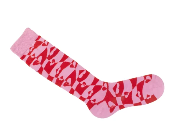 Accessories^Fluevog Shoes Mabel Vog Socks | Warped Hearts Sock Pink/Red