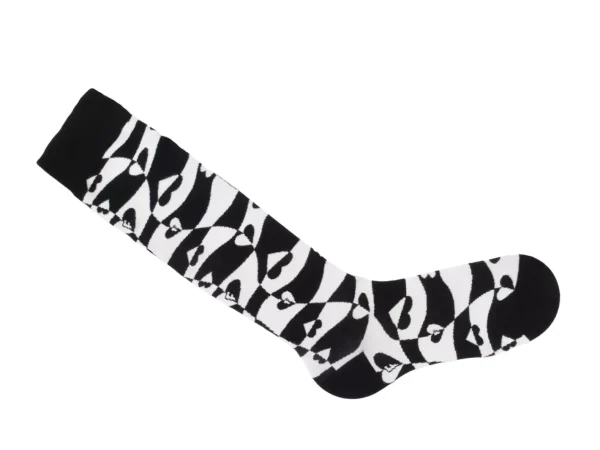 Women's^Fluevog Shoes Mabel Vog Socks | Warped Hearts Sock White/Black