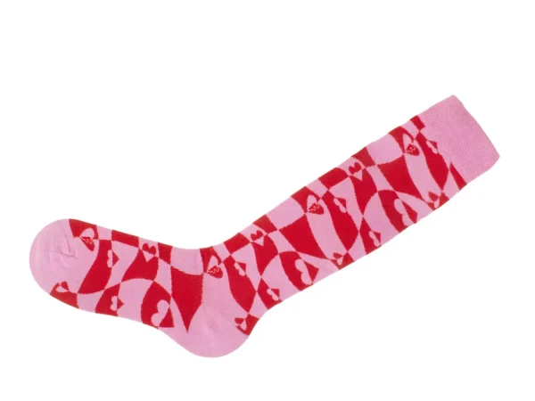 Accessories^Fluevog Shoes Mabel Vog Socks | Warped Hearts Sock Pink/Red