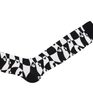 Women's^Fluevog Shoes Mabel Vog Socks | Warped Hearts Sock White/Black