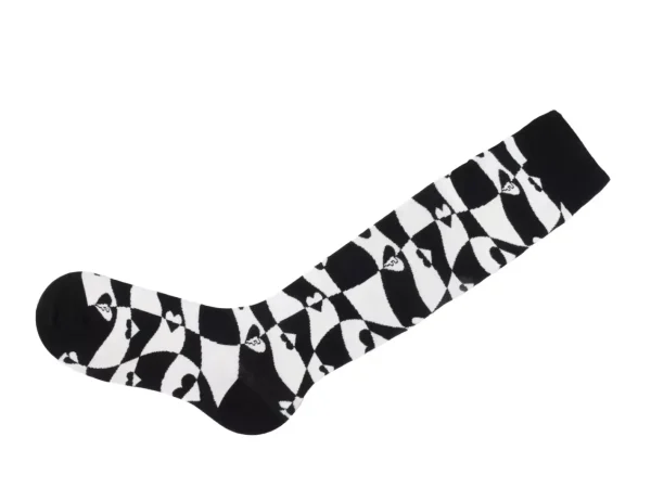 Women's^Fluevog Shoes Mabel Vog Socks | Warped Hearts Sock White/Black