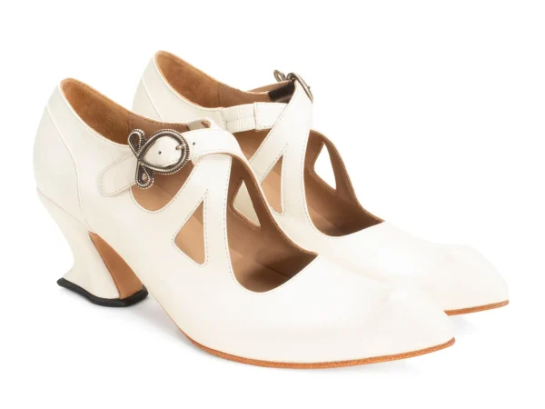 Women's^Fluevog Shoes Maddalena | Elegant Heel With Strap Off-White