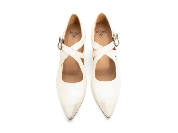 Women's^Fluevog Shoes Maddalena | Elegant Heel With Strap Off-White