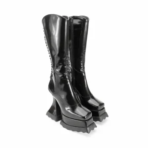 Women's^Fluevog Shoes Magnolia | Zip-Up Platform Tall Boot Black