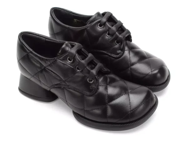 Women's^Fluevog Shoes Maika | Quilted Lace-Up Heel Black