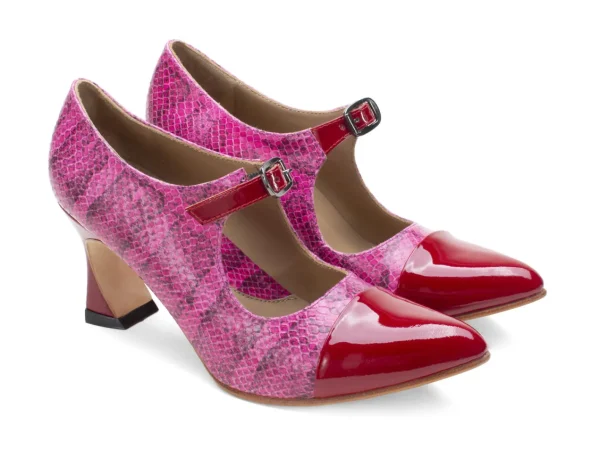 Women's^Fluevog Shoes Malala | Mary Jane Heel Pink/Red