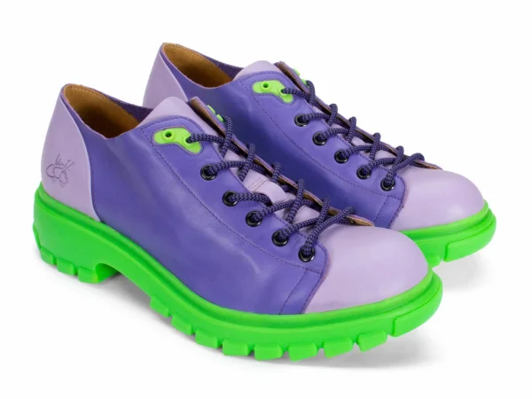 Women's^Fluevog Shoes Mardi | Leather Hiker Shoe Purple/Green
